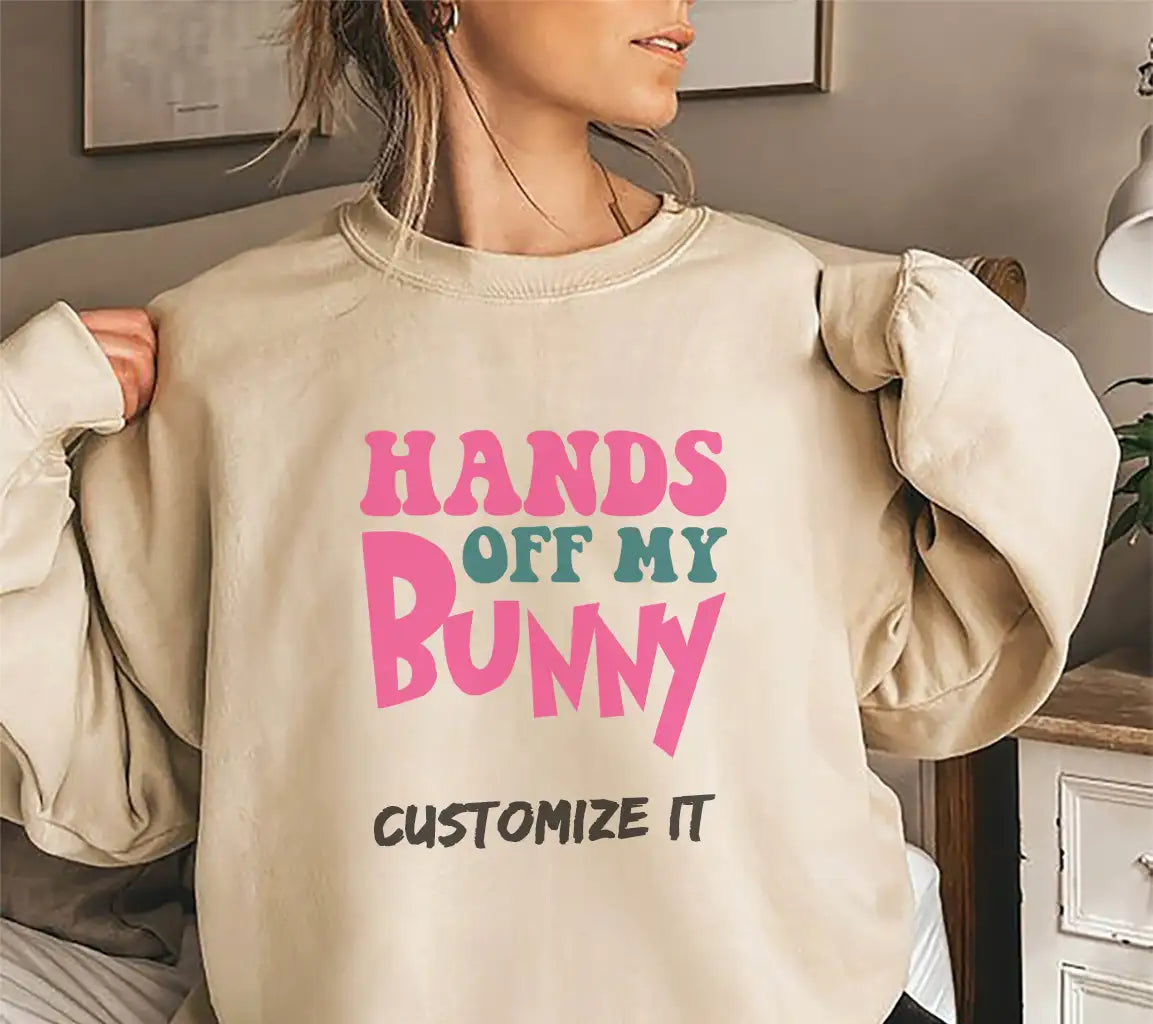 Pink & Green Hands Off My Bunny Easter SVG Design SVG