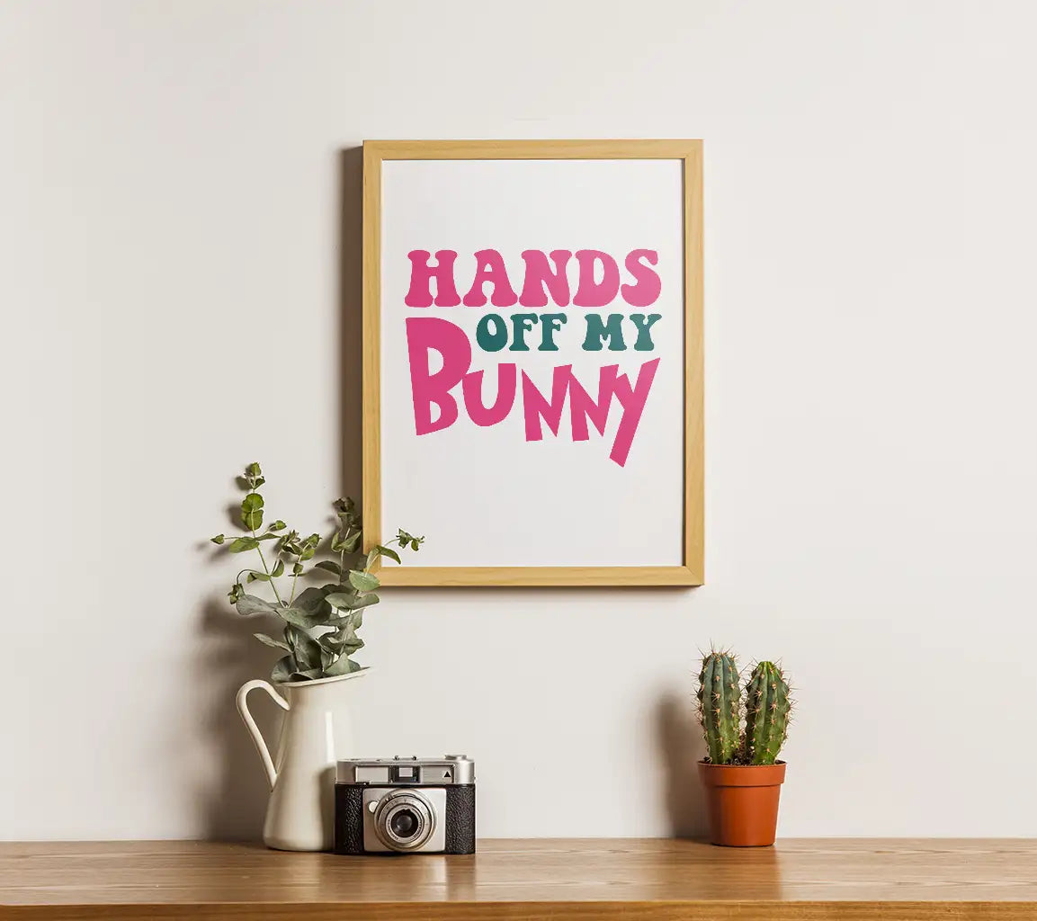 Pink & Green Hands Off My Bunny Easter SVG Design SVG