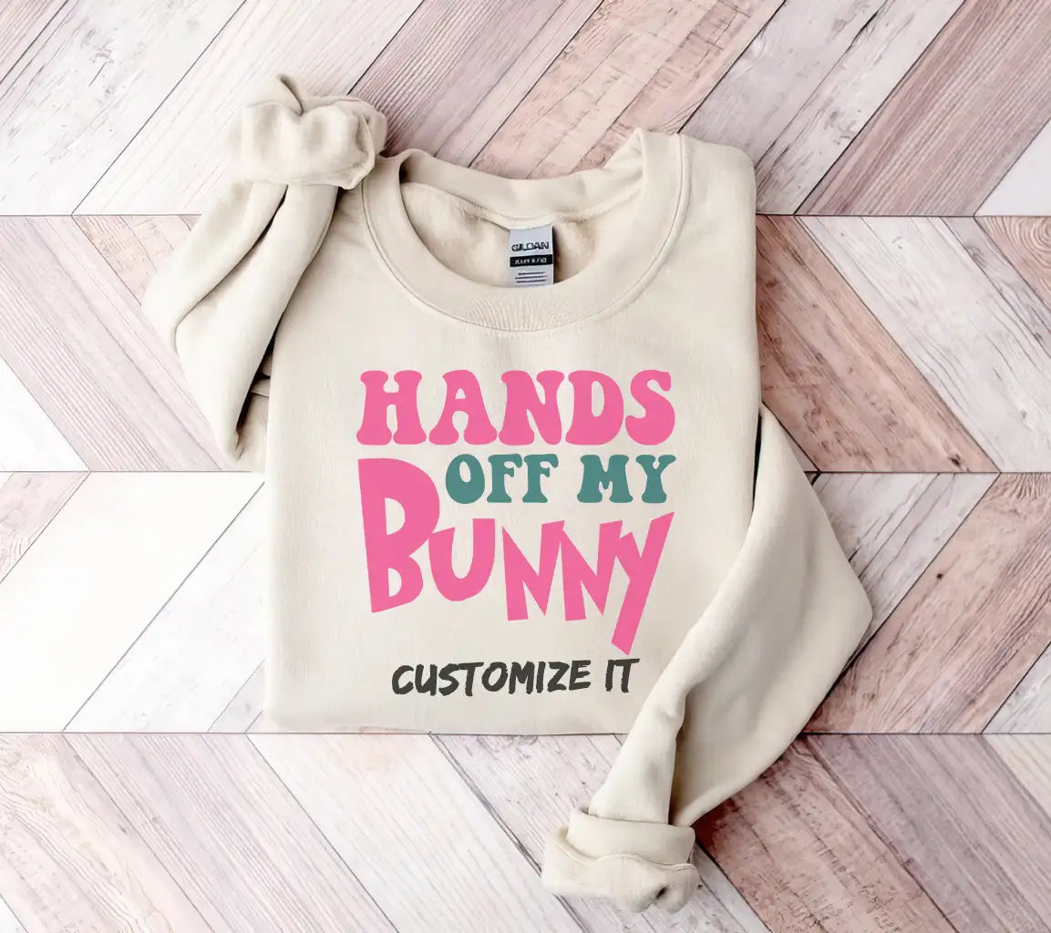 Pink & Green Hands Off My Bunny Easter SVG Design SVG