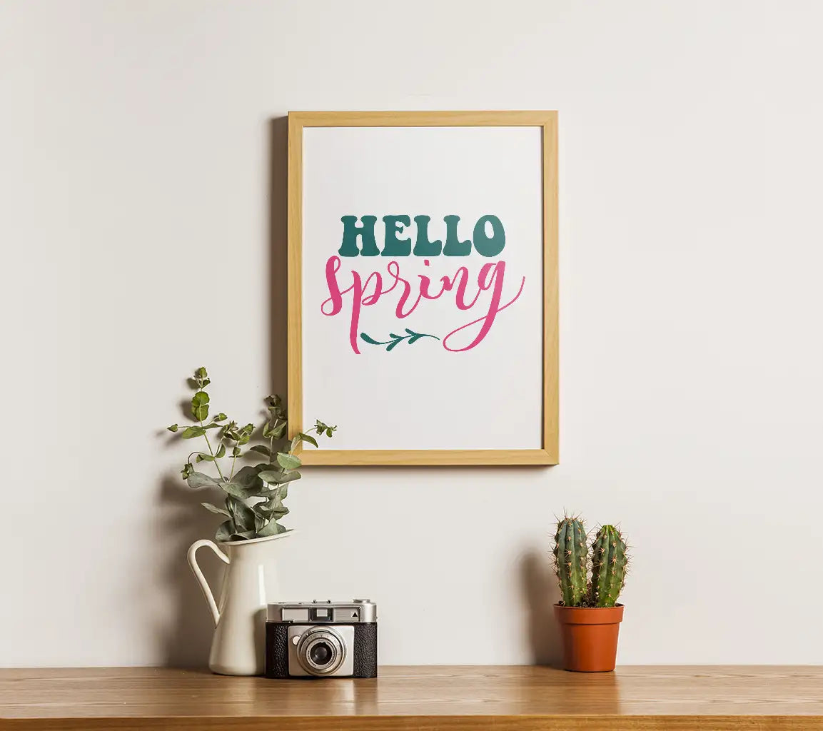 Hello Spring SVG - Blue & Pink Welcome Sign (Easter Design) SVG