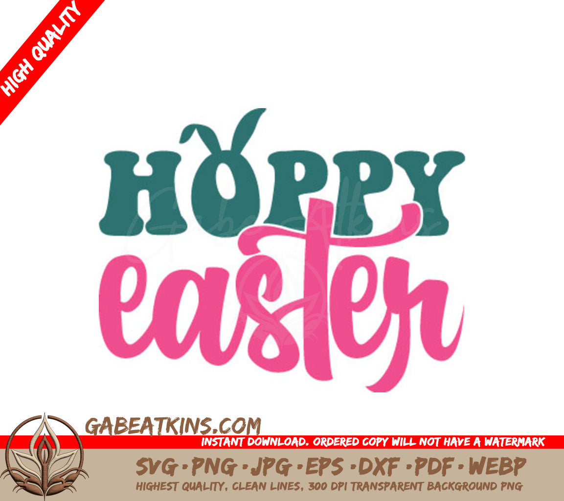 Pink & Blue Hoppy Easter SVG Cut File SVG