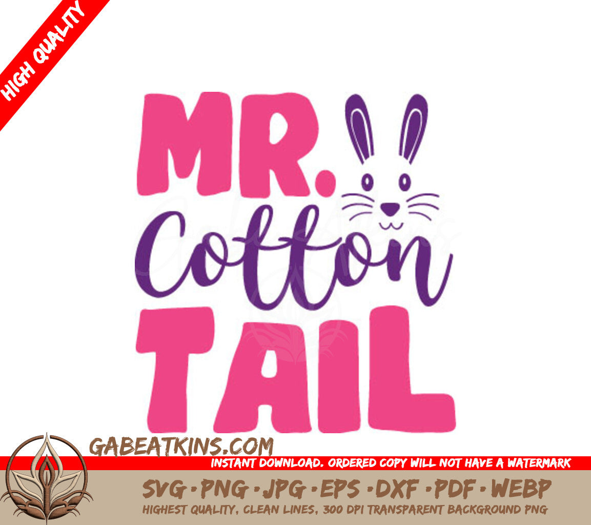 Pink & Purple Mr. Cottontail Easter SVG Cut File SVG