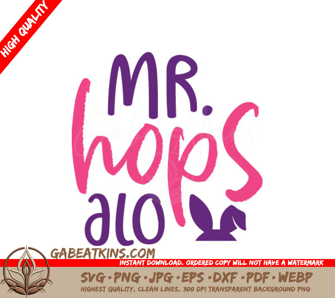 Mr. Hops Alone - Pink & Purple Easter Bunny SVG SVG