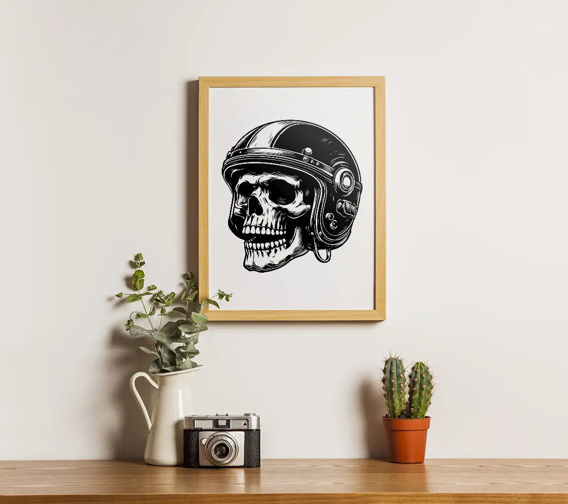 Edgy Skull Helmet Logo SVG -  Drawing SVG