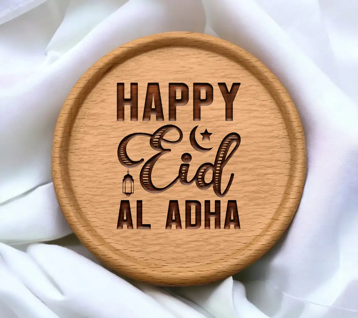 Happy Eid Al Adha SVG with Crescent Moon and Star SVG