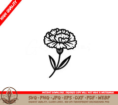 Elegant Carnation SVG Digital Product - 8 File Formats