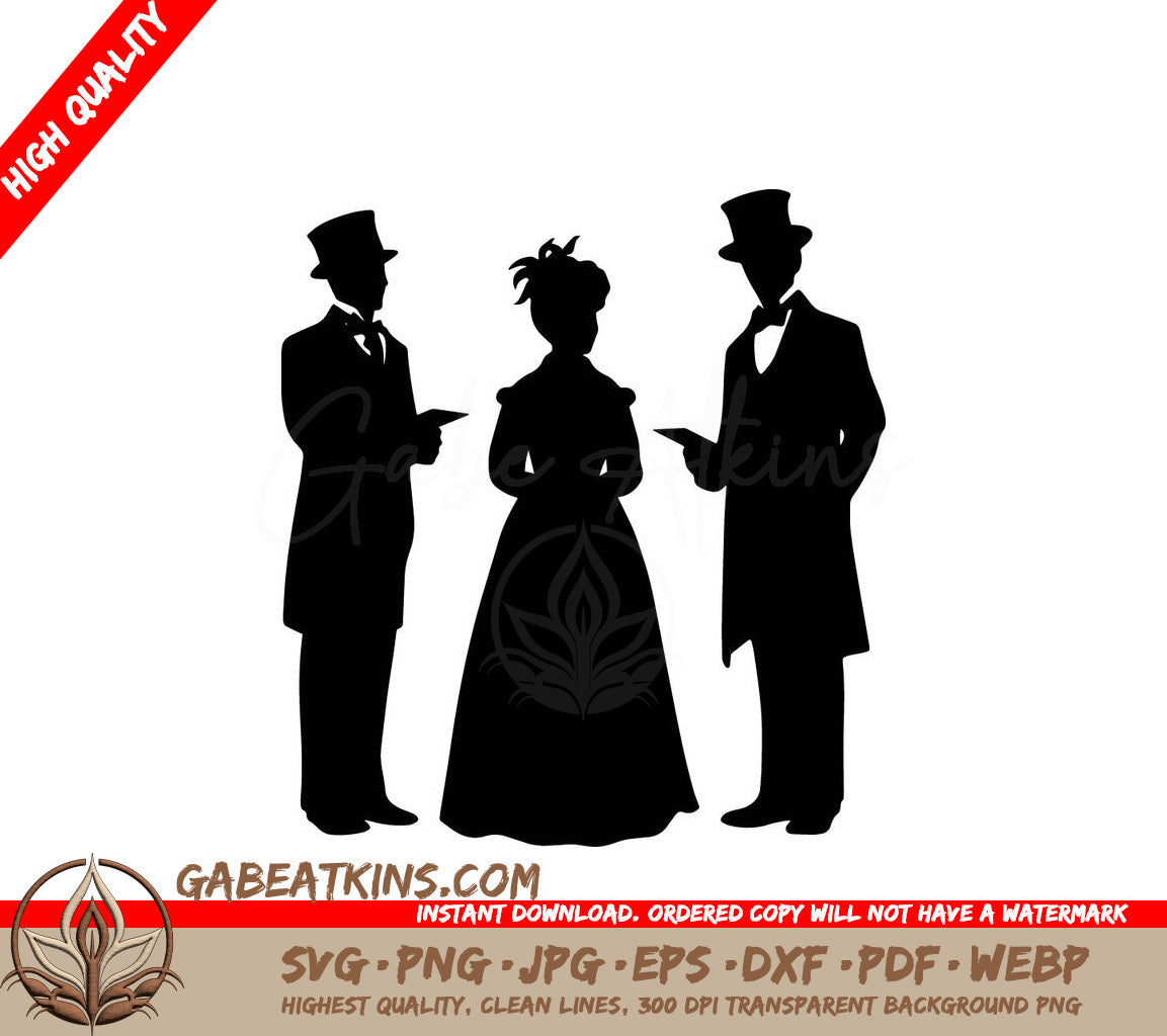 A Man In A Top Hat Stands Next To A Woman In A Dress SVG - Elegant Carolers SVG