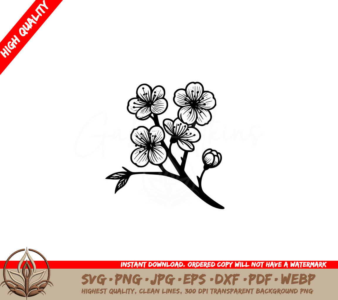 Elegant Cherry Blossom Branch SVG