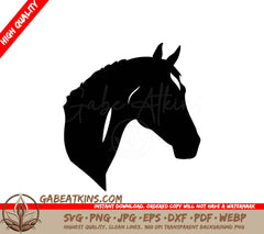 A Silhouette Of A Horses Head On A White Background SVG - Elegant Equine Beauty SVG