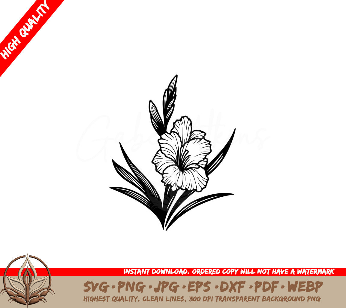 Elegant Gladiolus Blossom SVG