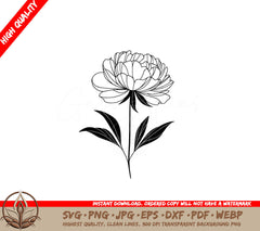 Elegant Peony SVG Digital Product - Multiple Formats