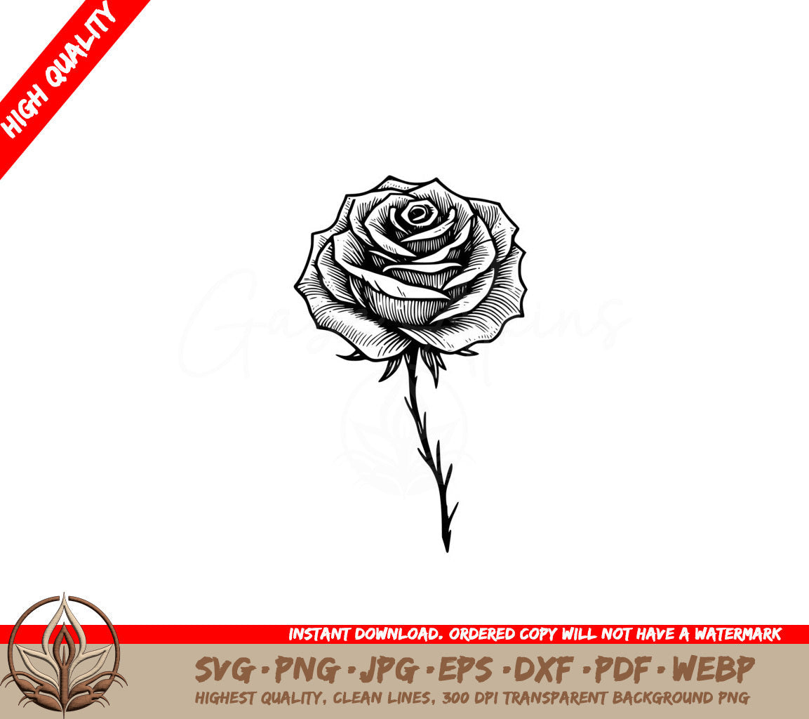 Elegant Rose Digital Product File SVG