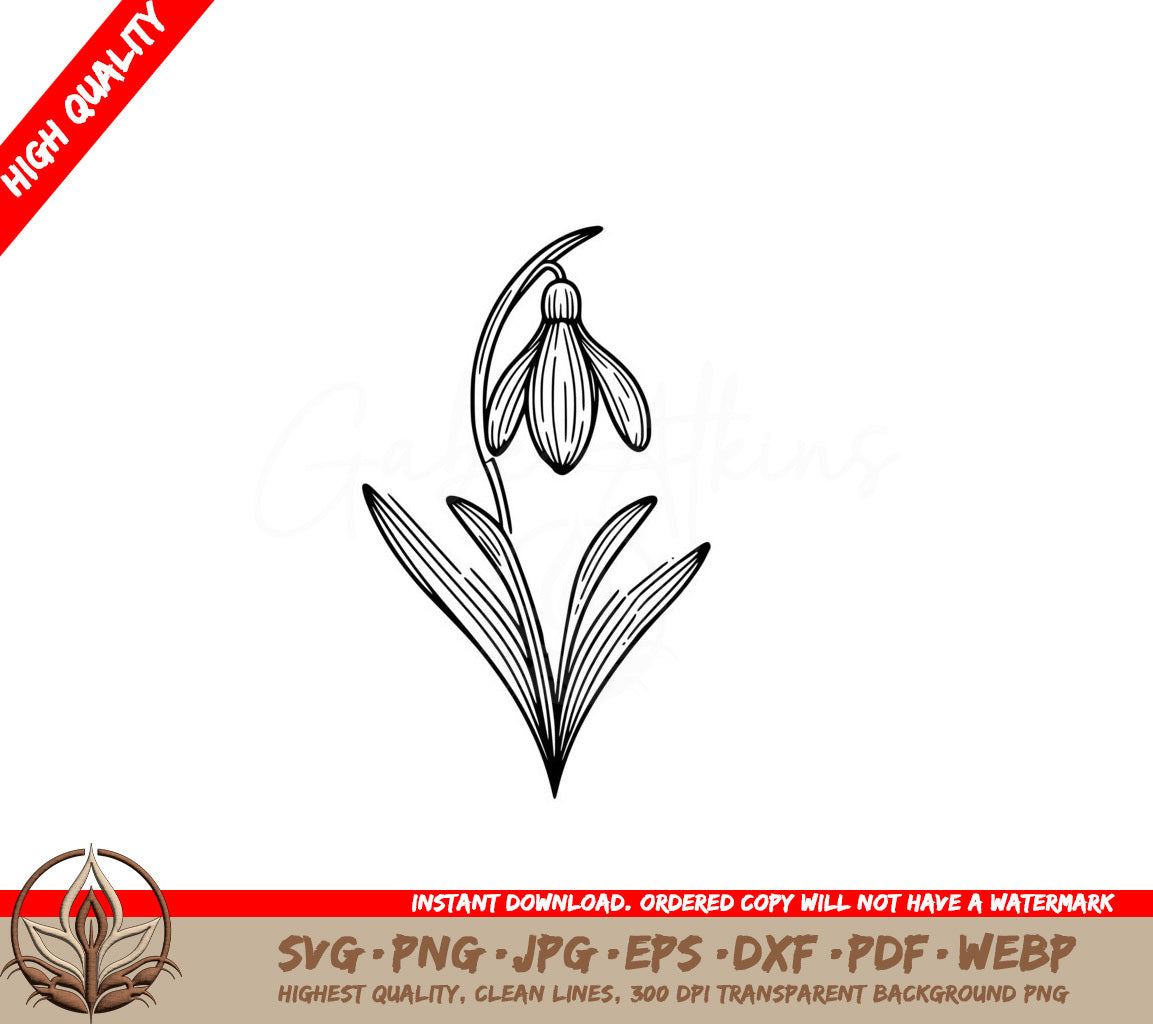 Elegant Snowdrop Beauty SVG