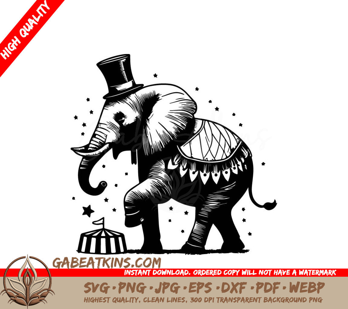  Elephant in Top Hat - Circus Attire SVG SVG