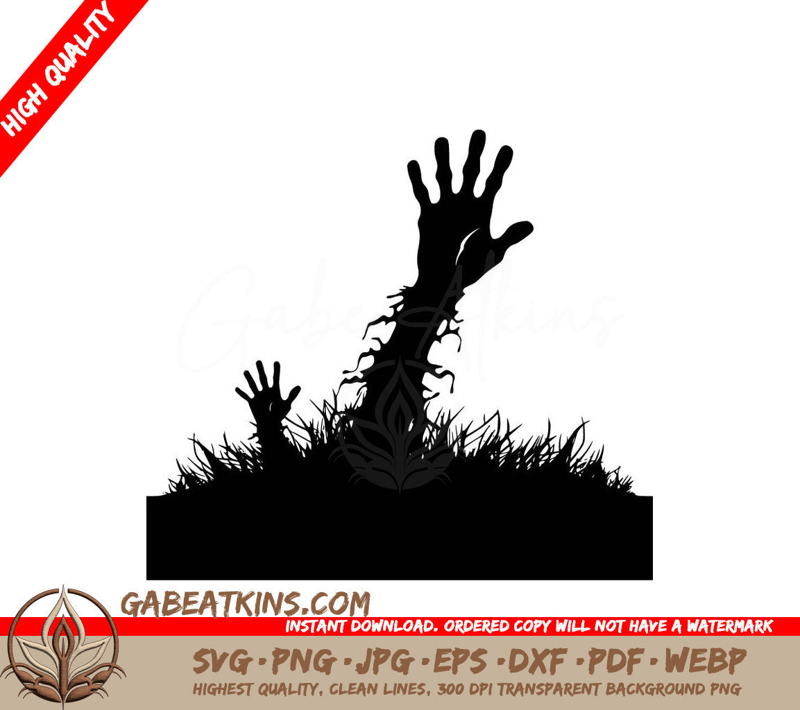 A Silhouette Of A Zombie Hand Coming Out Of The Ground