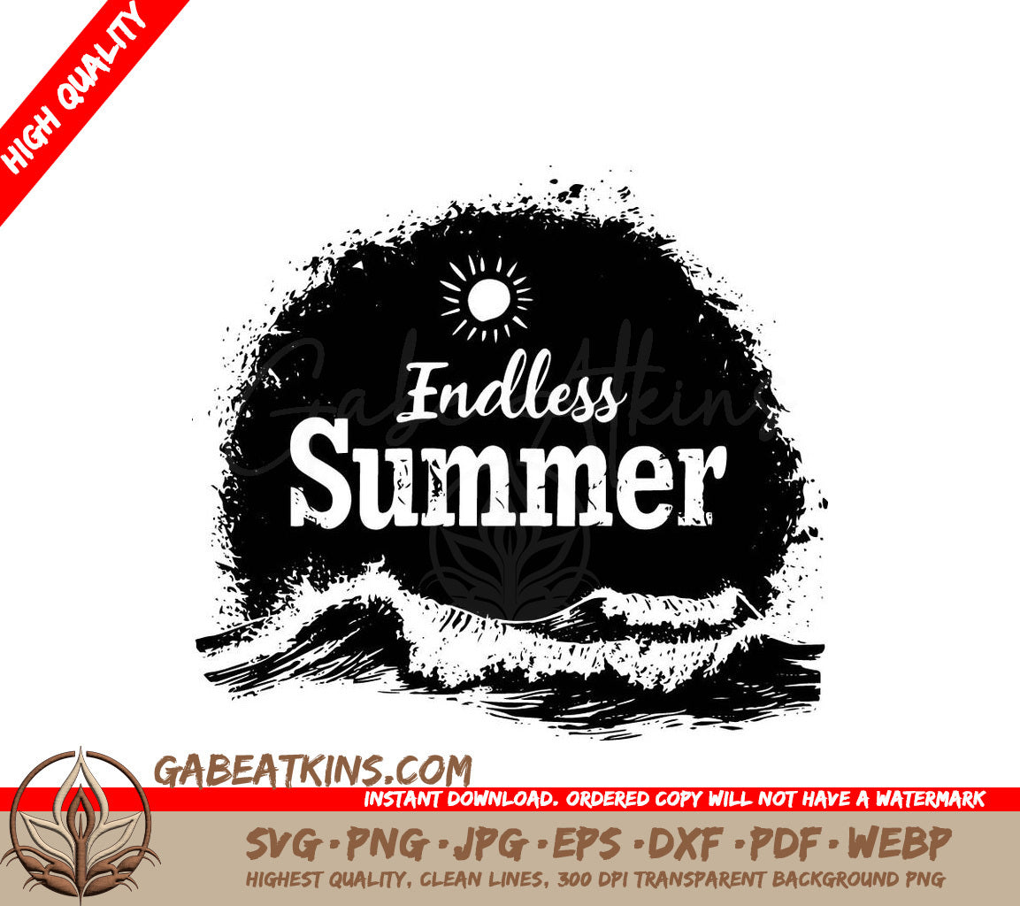 A Black And White Logo That Says Endless Summer SVG - Endless Summer Waves SVG