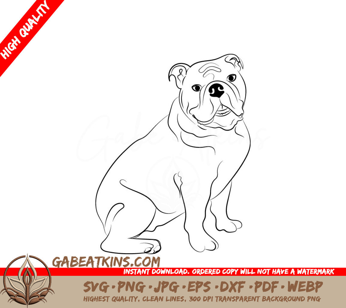  Bulldog Sitting SVG Clipart SVG