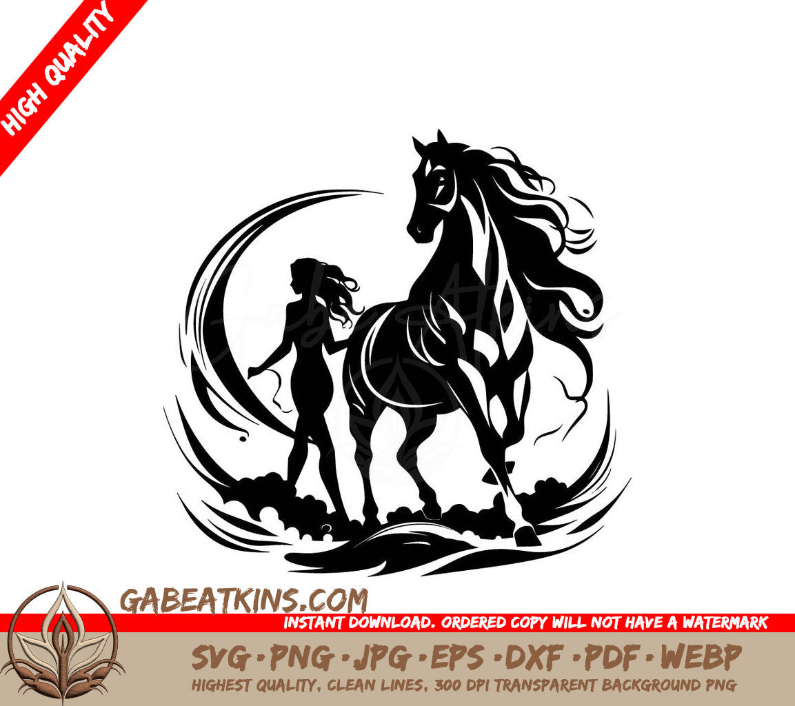  A Woman Standing Next To A Horse SVG - Equestrian Dream SVG