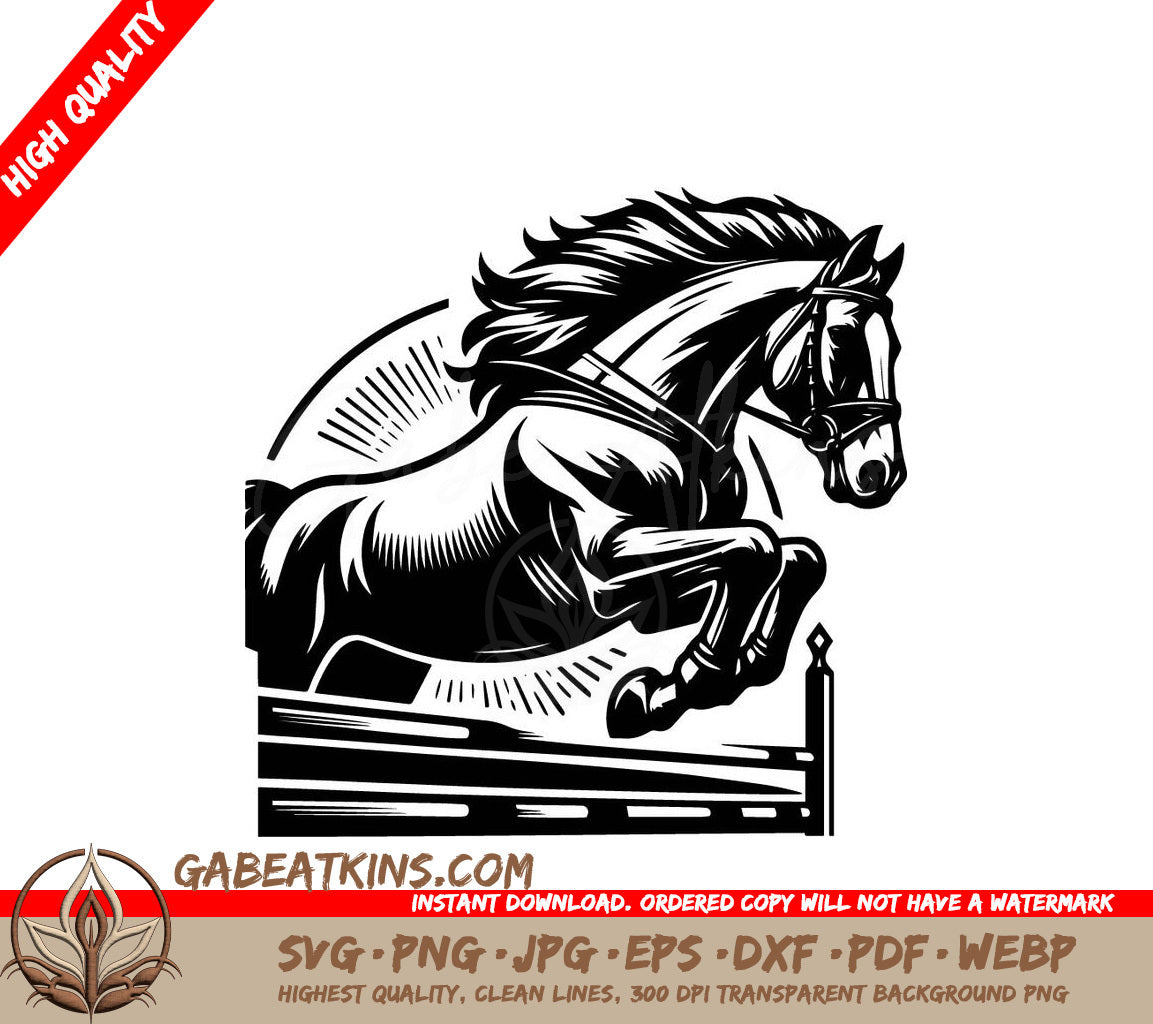  A Horse Jumping Over A Hurdle SVG - Equestrian Leap SVG