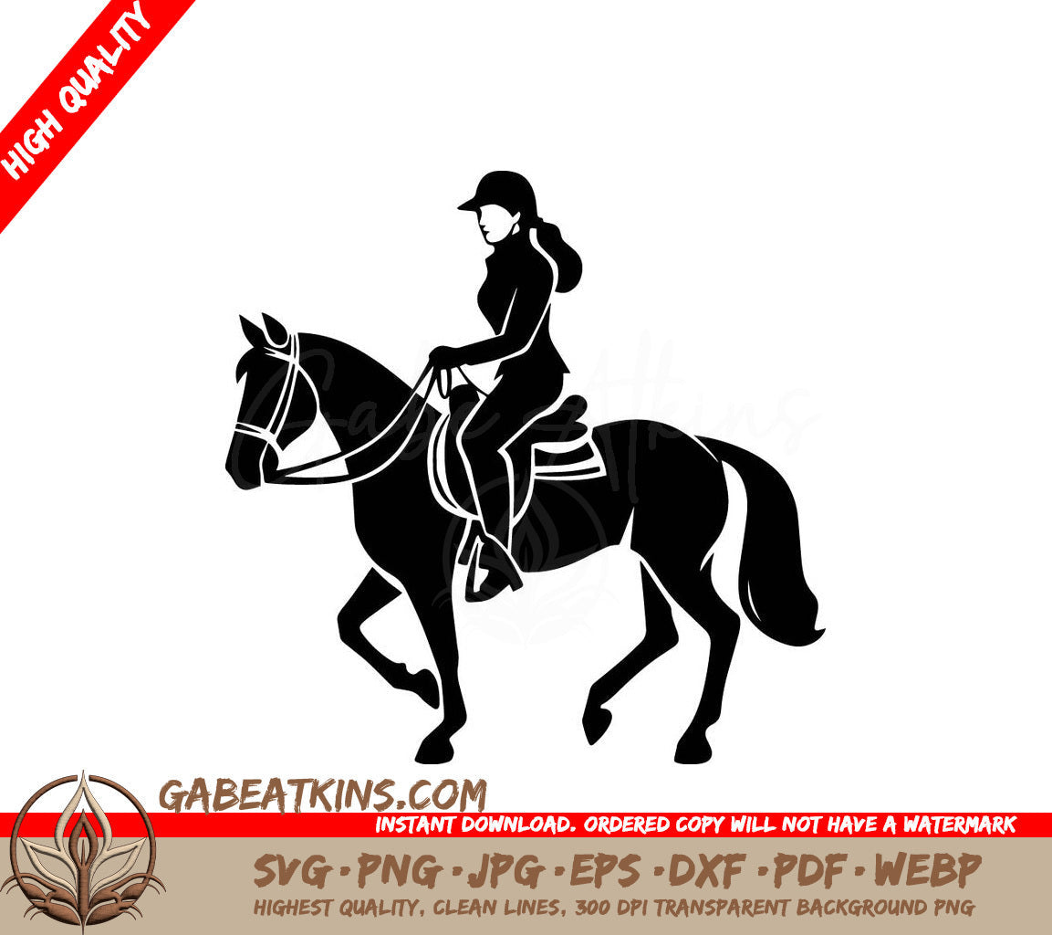  A Woman Riding A Horse SVG - Equestrian Woman SVG