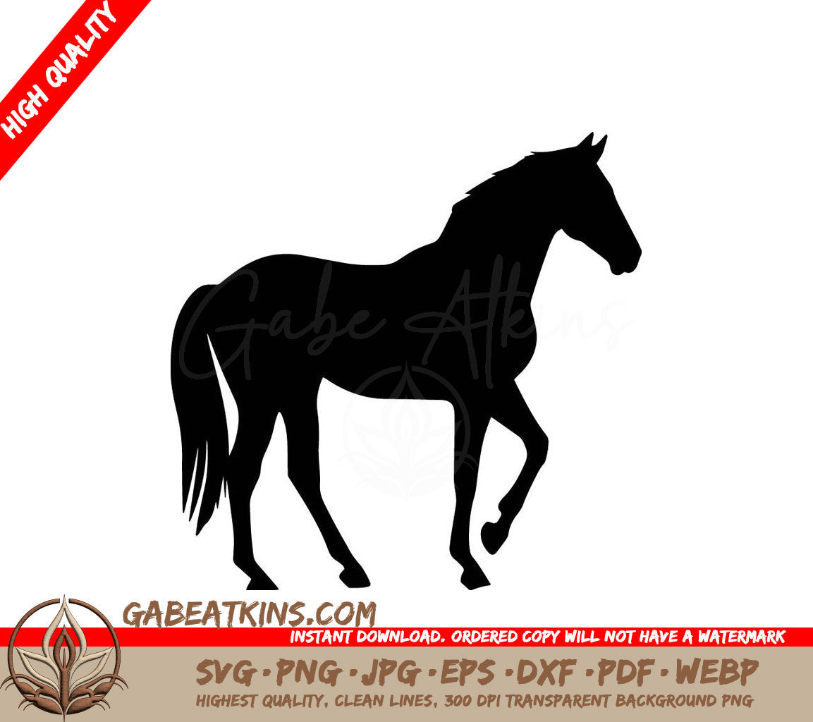 A Black Silhouette Of A Horse On A White Background SVG - Equine Majesty SVG