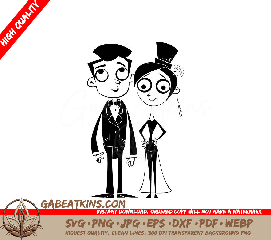  Bride & Groom Cartoon SVG - Eternal Bond Escapades SVG