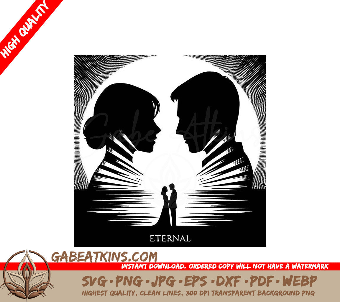 A Silhouette Of A Man And A Woman With The Word Eternal Below Them SVG - Eternal Love SVG