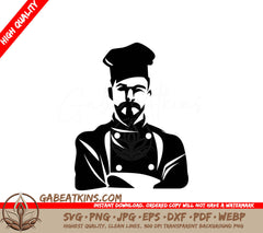  A Chef With A Beard SVG - Experienced Cook SVG