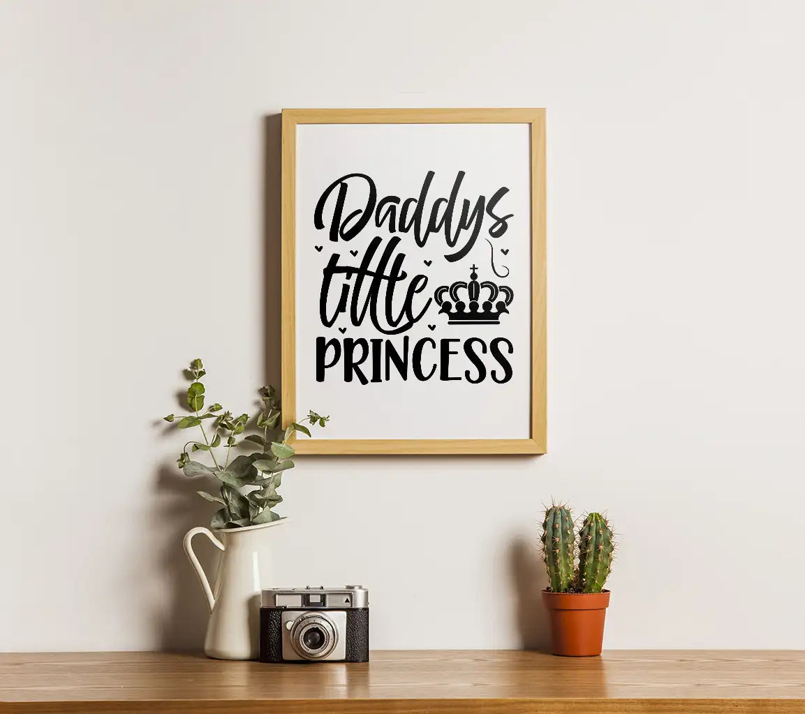 Daddys Little Princess Crown SVG - Family Typography T-Shirt Design SVG