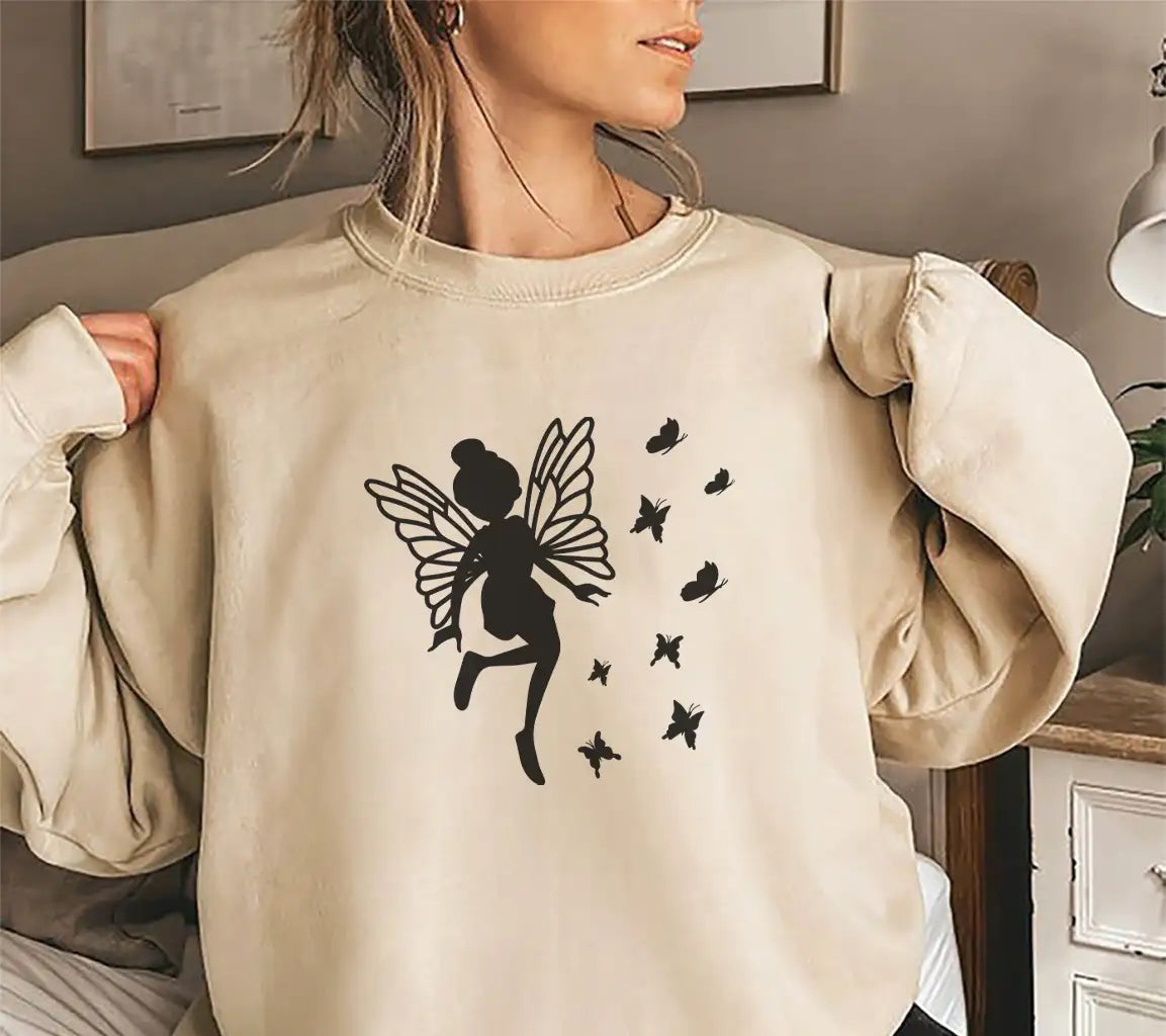 Fairy Silhouette with Butterflies SVG - Flower & Butterfly Design SVG