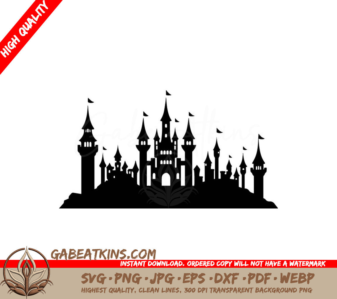  Castle Hill Silhouette SVG - Fairytale Design SVG