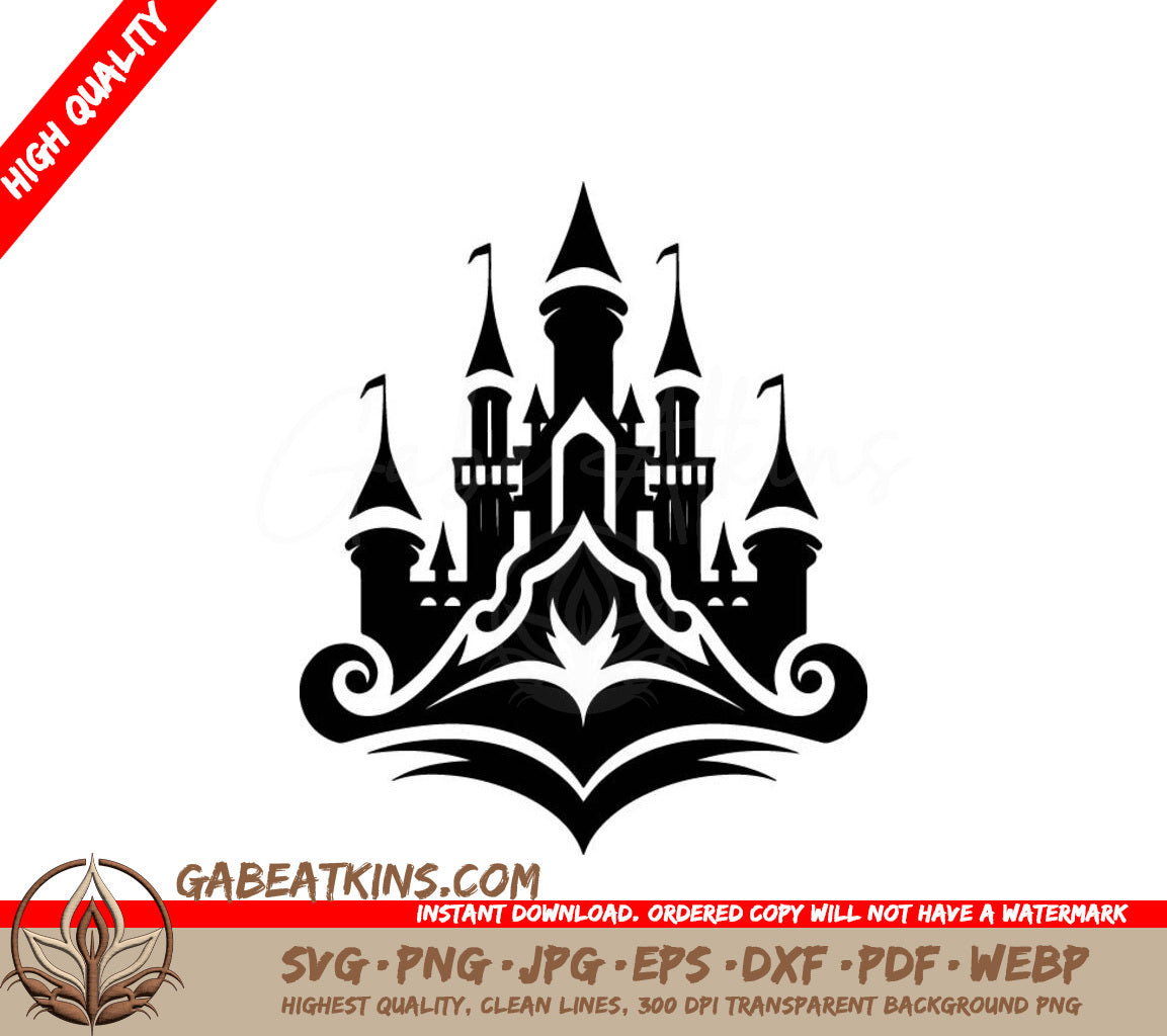  Castle Book Silhouette SVG - Fairytale Vector Graphic SVG