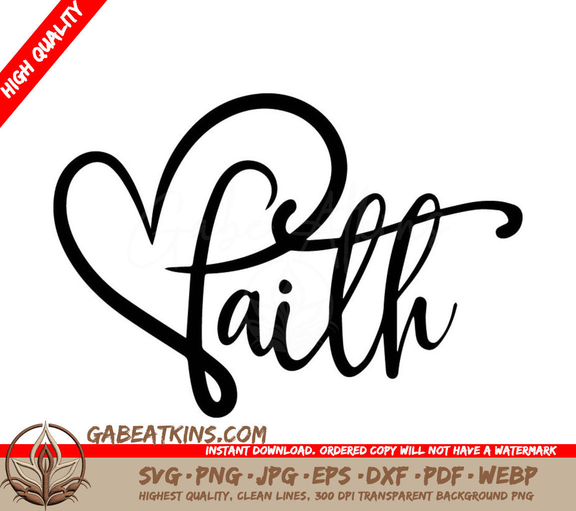 The Word Faith Is Surrounded By A Heart On A White Background SVG - Faith SVG SVG