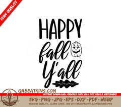 Happy Fall Yall SVG with Pumpkin and Leaves SVG