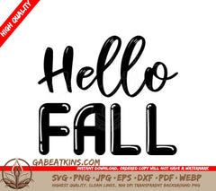 Hello Fall SVG -  Hand Drawn Typography SVG