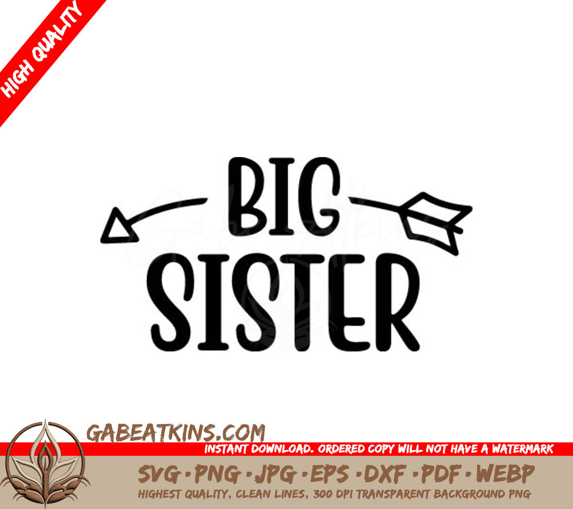 Big Sister Arrow Design SVG -  Family Design SVG