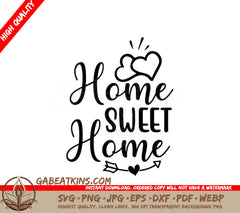 Home Sweet Home SVG with Heart & Arrow - Family Design SVG