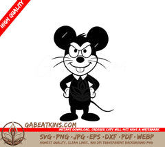 Smiling  Cartoon Mouse SVG Icon - Fancy Mouse Swim SVG