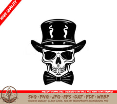 A Skull Wearing A Top Hat And Bow Tie