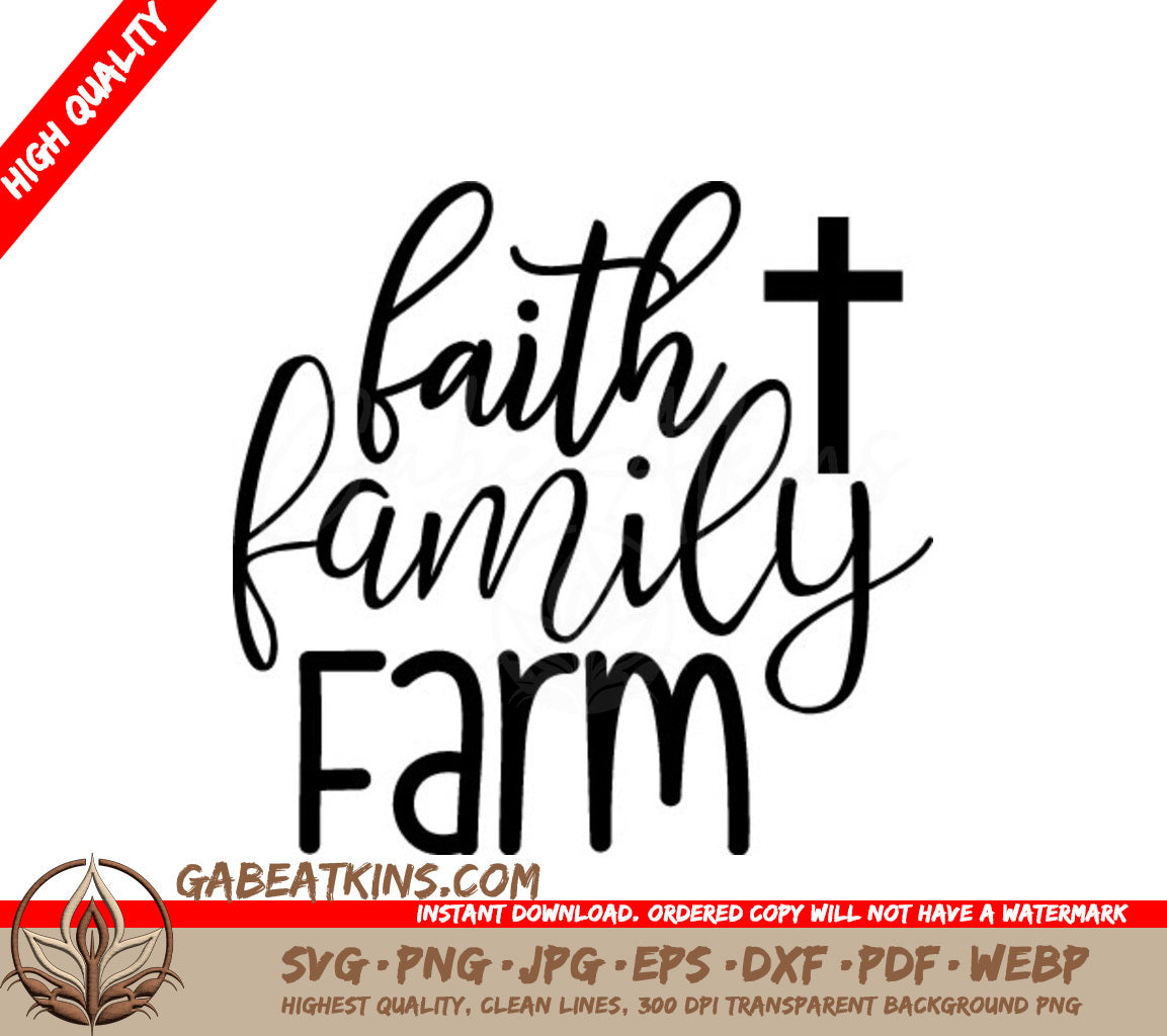 Faith Family Farm Cross SVG - Farmhouse  Sign SVG