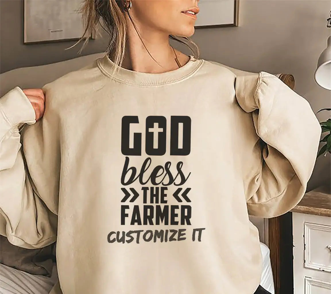 Farmhouse God Bless The Farmer SVG with Cross -  Sign SVG