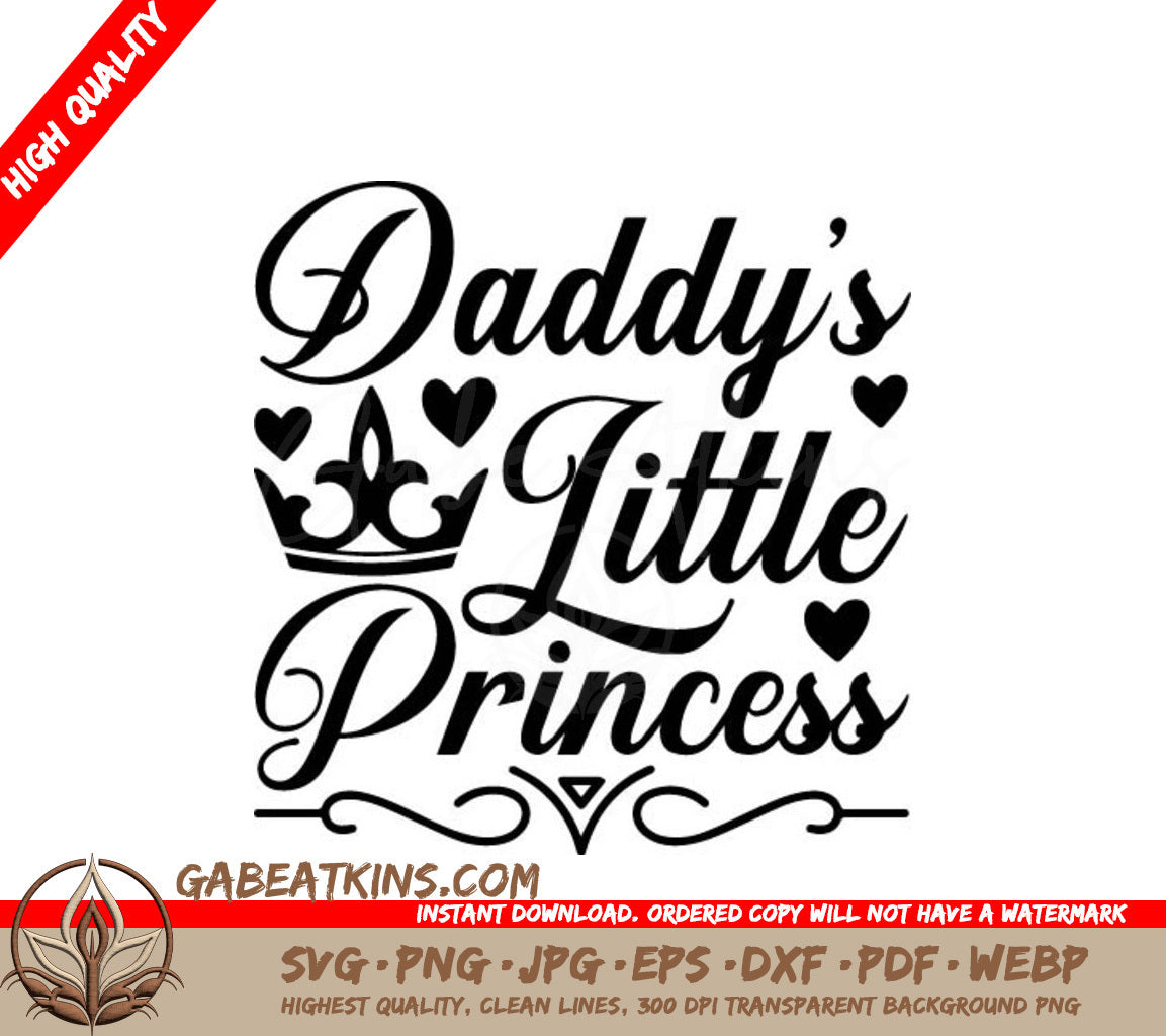 Daddys Little Princess SVG - Fathers Day T-Shirt Design SVG