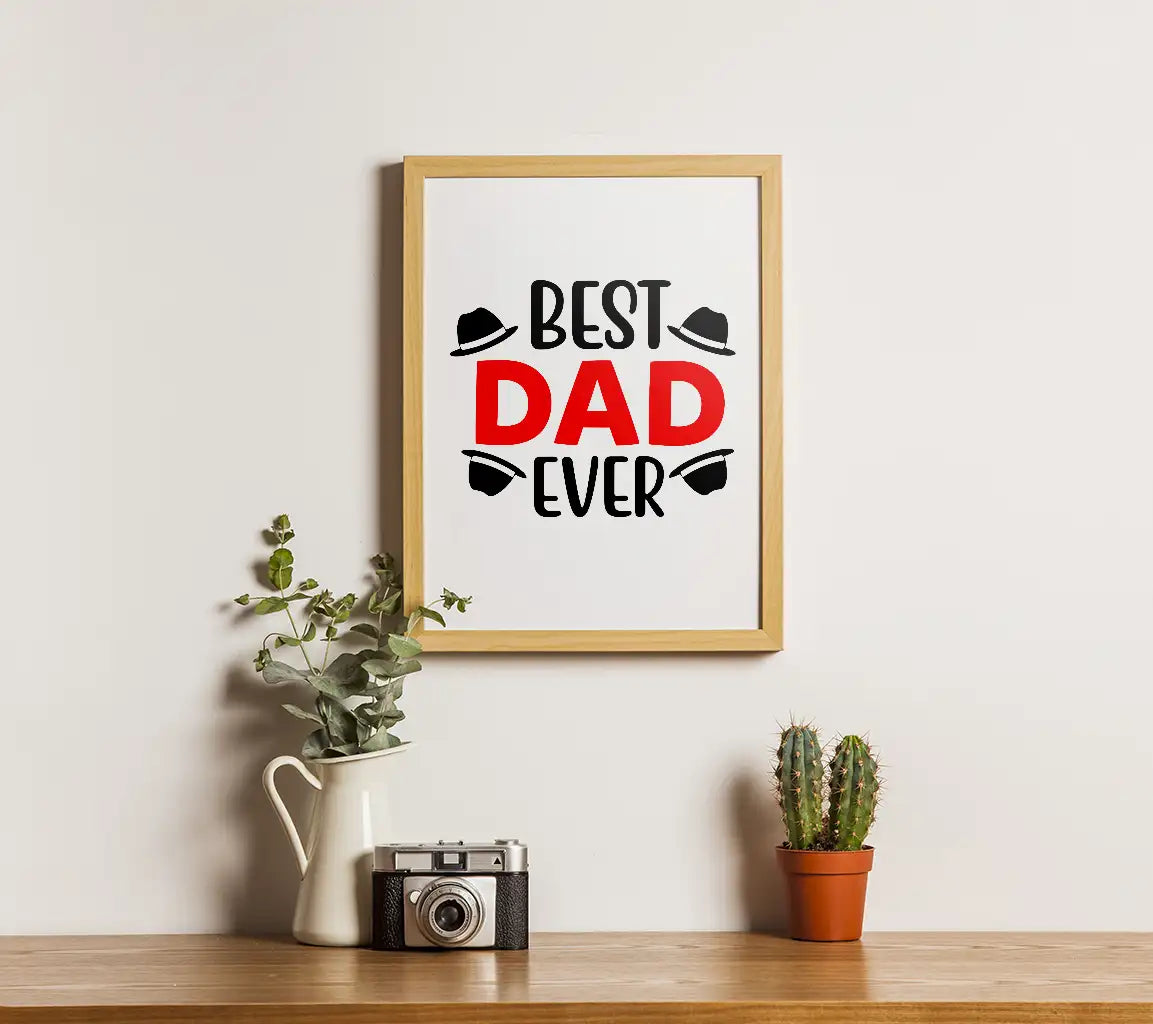 Best Dad Ever SVG - Red & Black Sign for Fathers Day SVG