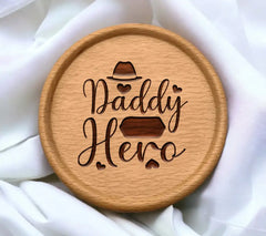 Daddy Is My Hero SVG - Fathers Day Poster with Hat & Hearts SVG