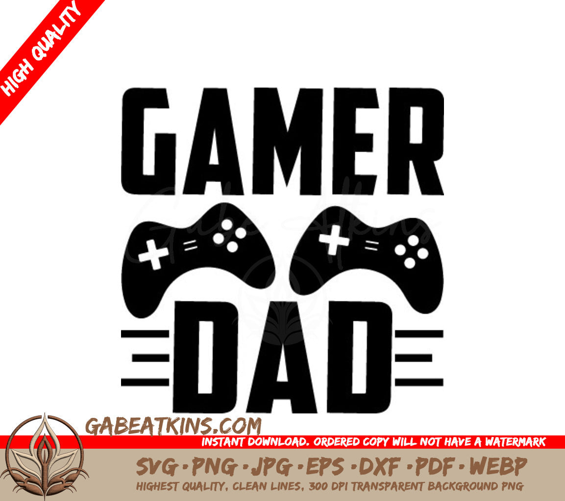 Gamer Dad SVG Logo -  Controller Design SVG