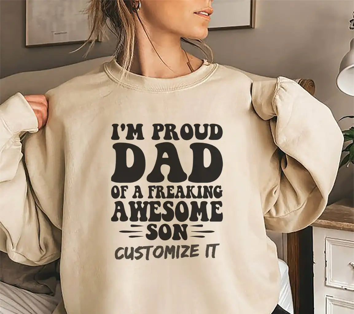 Im Proud Dad of a Freaking Awesome Son  SVG Poster - Fathers Day Graphic SVG