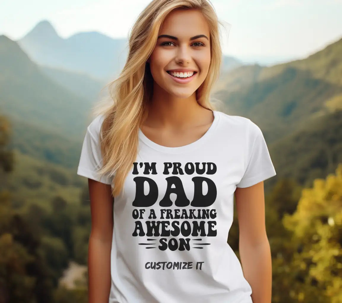 Im Proud Dad of a Freaking Awesome Son  SVG Poster - Fathers Day Graphic SVG