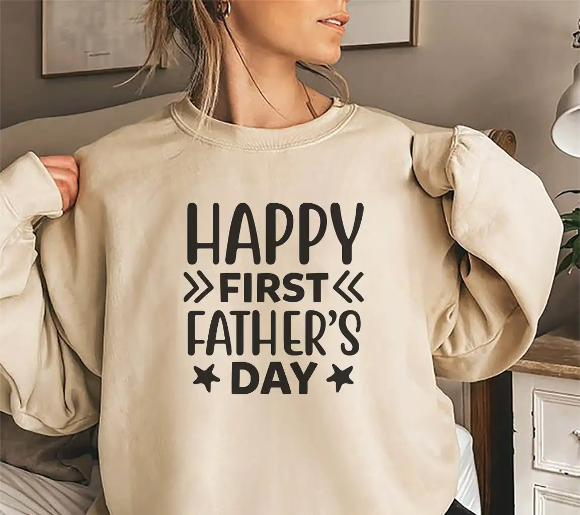 Happy First Fathers Day SVG - Red & Black Text Design SVG