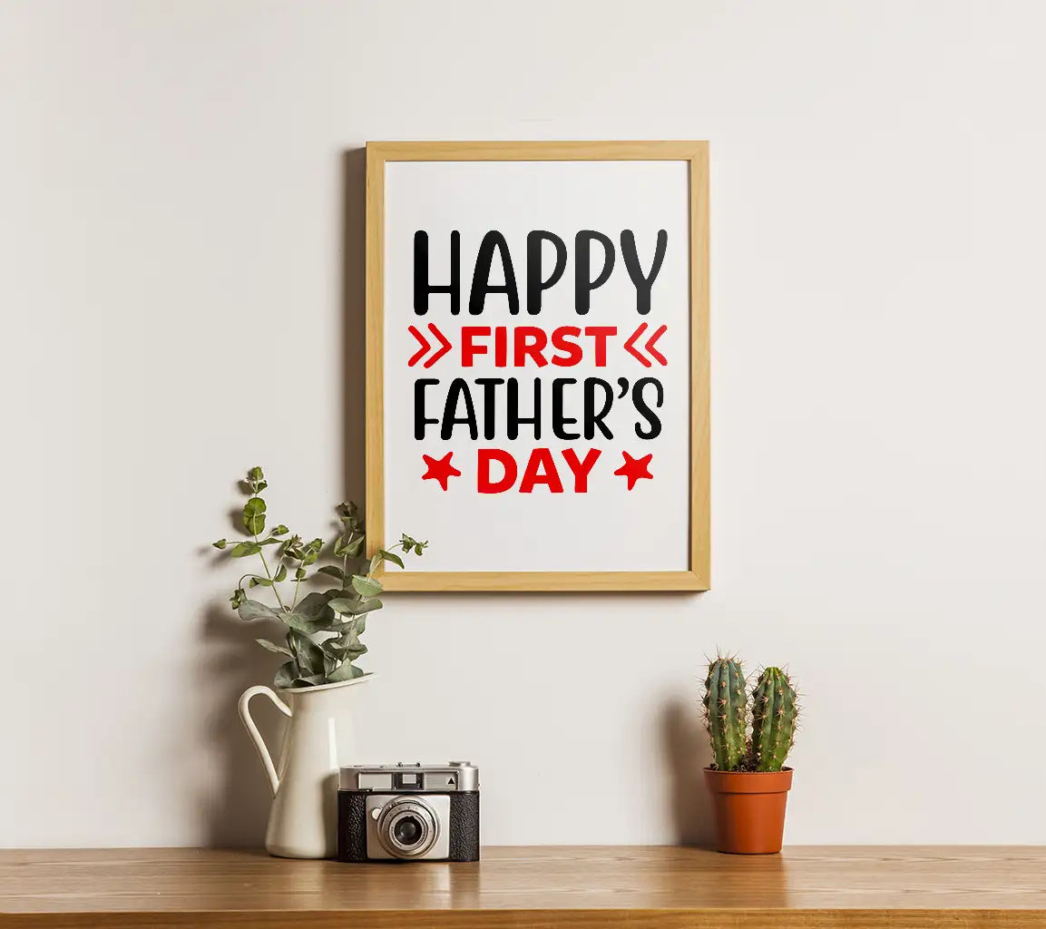 Happy First Fathers Day SVG - Red & Black Text Design SVG