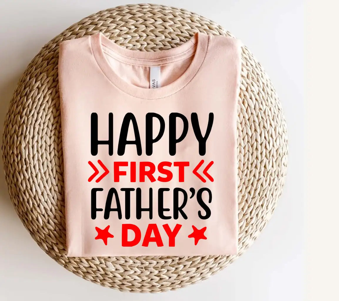 Happy First Fathers Day SVG - Red & Black Text Design SVG